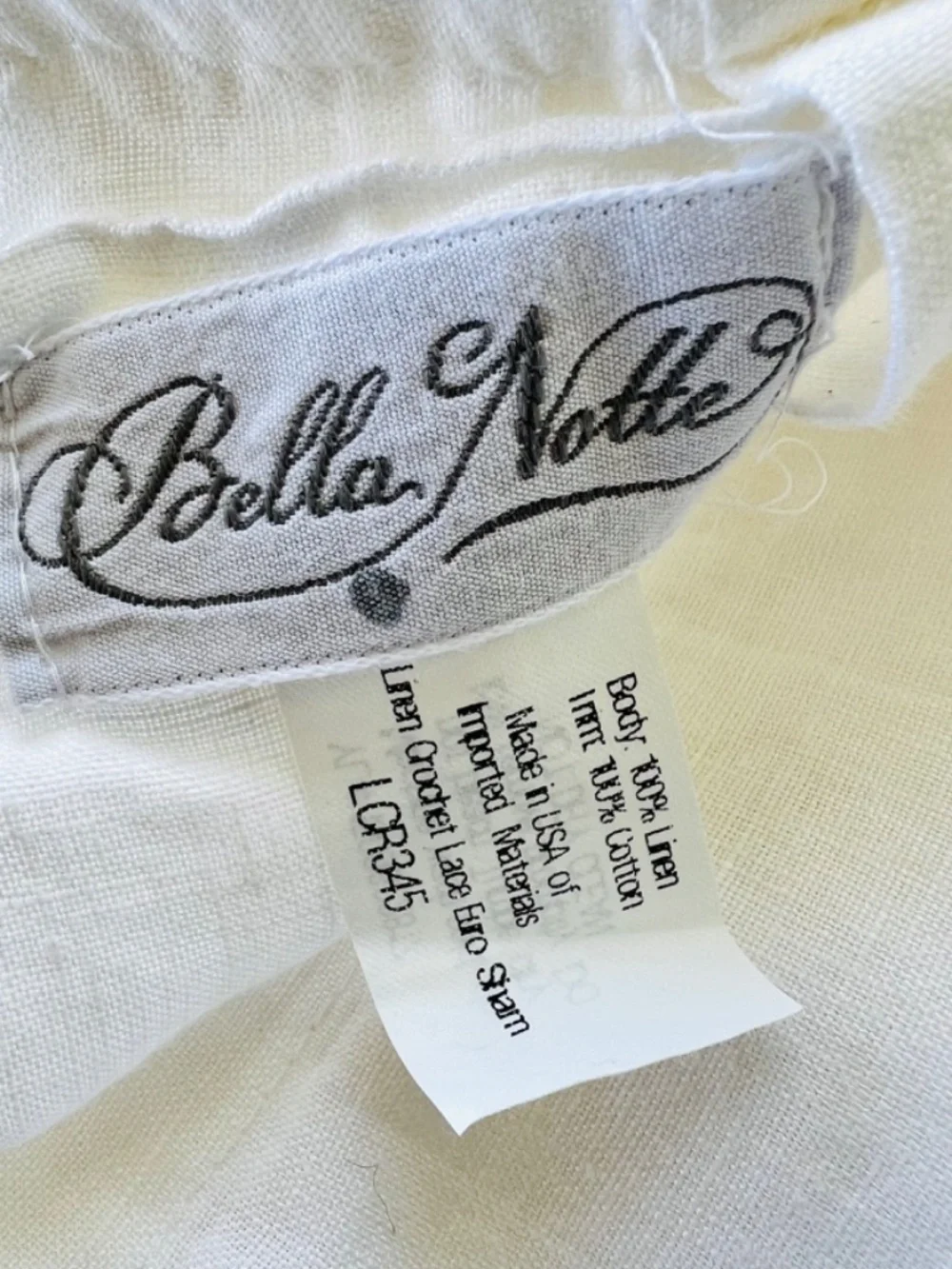 Pair of BELLA NOTTE 100% Linen Crochet Lace Euro Shams in White